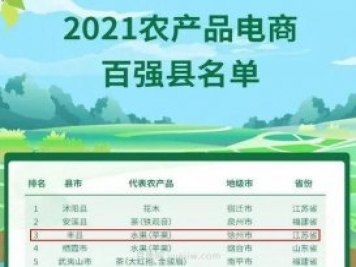 豐縣榮獲“2021年農(nóng)產(chǎn)品電商百?gòu)?qiáng)縣”第三名