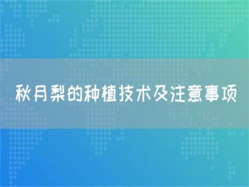 秋月梨的種植技術(shù)及注意事項(xiàng)